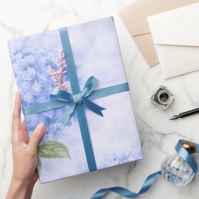 Blue Hydrangea Floral Wrapping Paper (Gifting)