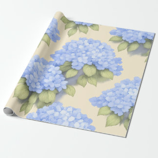 Blue Hydrangea Floral Wrapping Paper