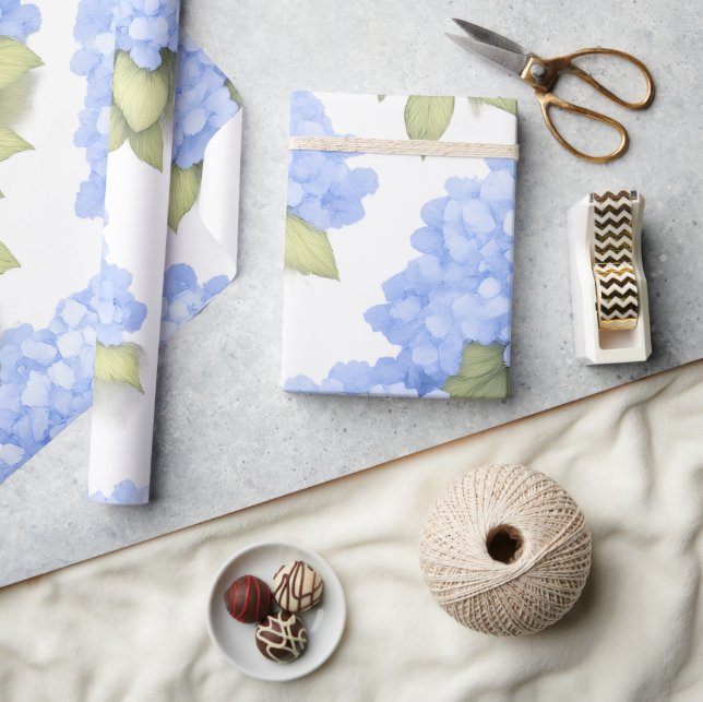 Blue Hydrangea Floral Wrapping Paper – Boutique  (Crafts)
