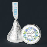 Blue Hydrangea Floral Wreath Bridal Shower Hershey®'s Kisses®<br><div class="desc">Give guests these bridal shower Kisses chocolates. They feature blue and purple hydrangeas and roses in a floral wreath. These hydrangea bridal shower Kisses are perfect for spring and winter bridal showers. Matching items are available.</div>