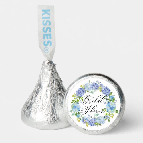 Blue Hydrangea Floral Wreath Bridal Shower Hersheys Kisses