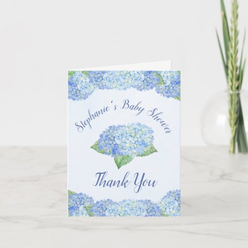 Blue Hydrangea Florals Baby Shower Thank You
