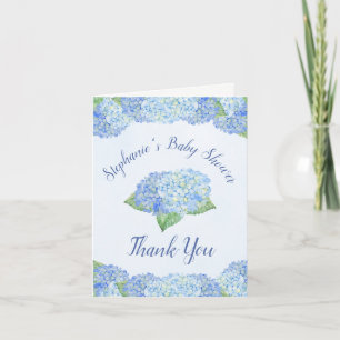 Blue Hydrangea Florals Baby Shower Thank You Card