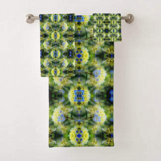Blue Hydrangea Flower Abstract Bath Towel Set