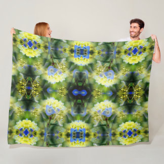 Blue Hydrangea Flower Abstract Fleece Blanket
