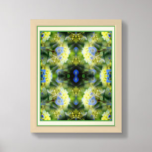 Blue Hydrangea Flower Abstract  Framed Art