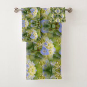 Blue Hydrangea Flower Abstract Nature Bath Towel Set