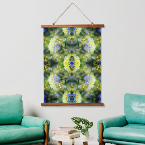 Blue Hydrangea Flower Abstract Nature Hanging Tapestry
