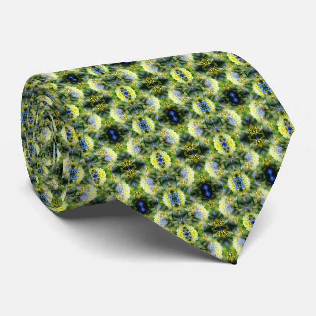 Blue Hydrangea Flower Abstract  Neck Tie (Rolled)