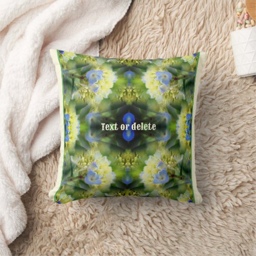 Blue Hydrangea Flower Abstract Personalized Throw Pillow