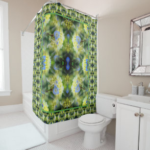 Blue Hydrangea Flower Abstract Shower Curtain