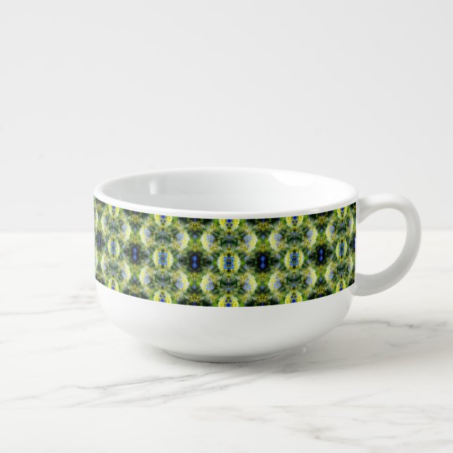 Blue Hydrangea Flower Abstract  Soup Mug (Left)