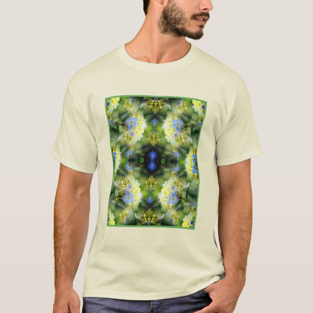 Blue Hydrangea Flower Abstract  T-Shirt (Front)