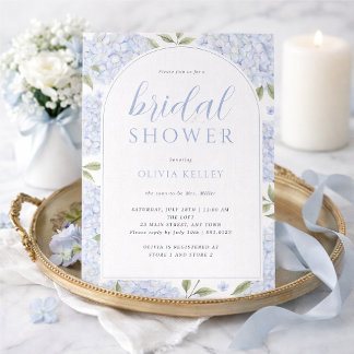 Blue Hydrangea Flower Arch Bridal Shower Invitation