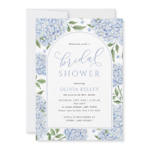 Blue Hydrangea Flower Arch Bridal Shower Invitation