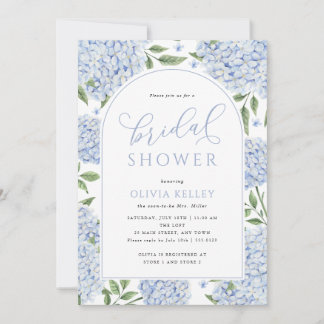 Blue Hydrangea Flower Arch Bridal Shower Invitation