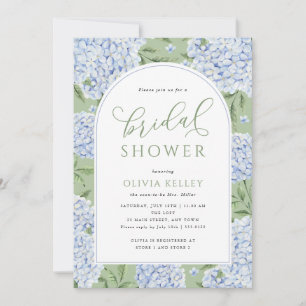 Blue Hydrangea Flower Arch Green Bridal Shower Invitation