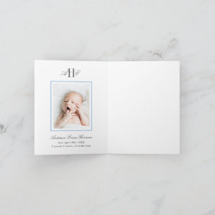 Blue Hydrangea Flower Baby Shower Baby Photo Letterpress Thank You Card