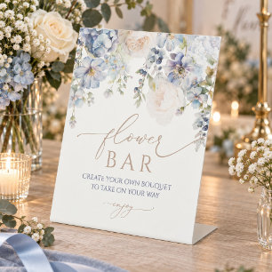 Blue Hydrangea Flower Bar Sign