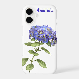 Blue Hydrangea Flower Botanical Art Personalized iPhone 17 Case