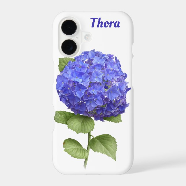 Blue Hydrangea Flower Botanical Art Personalized iPhone Case (Back)
