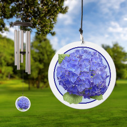 Blue Hydrangea Flower Botanical Art Wind Chime