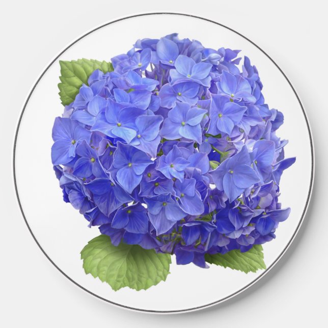 Blue Hydrangea Flower Botanical Art Wireless Charger (Front)