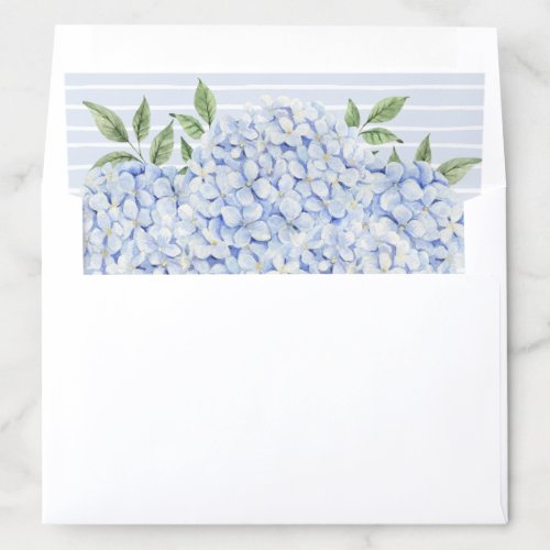Blue Hydrangea Flower Bouquet Light Stripe Envelope Liner