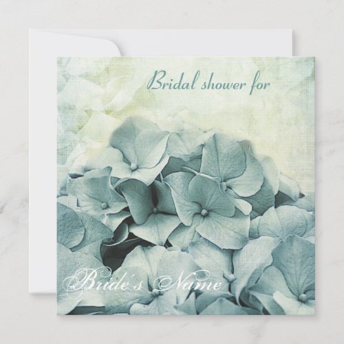 blue hydrangea flower bridal shower invite