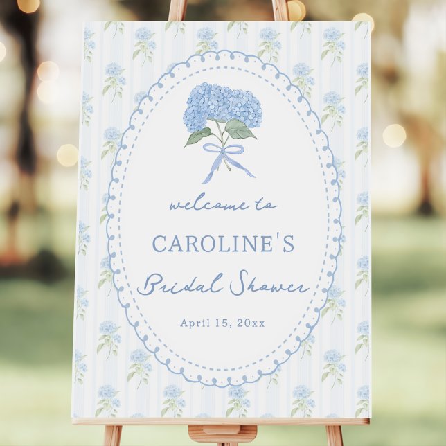 Blue Hydrangea Flower Bridal Shower Welcome Foam Board (Creator Uploaded)