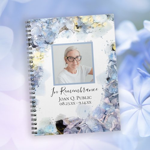 Blue Hydrangea Flower Celebration of Life Notebook