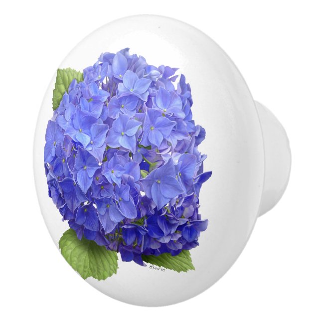 Blue Hydrangea Flower Ceramic Knob (Right)