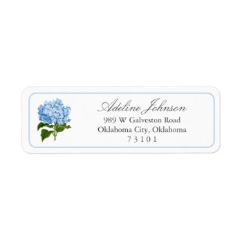 Blue Hydrangea Flower Custom Return Address Label by 2BirdStone at Zazzle