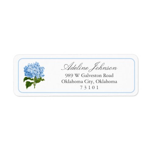 Blue Hydrangea Flower Custom Return Address Label