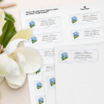 Blue Hydrangea Flower Custom Return Address Label