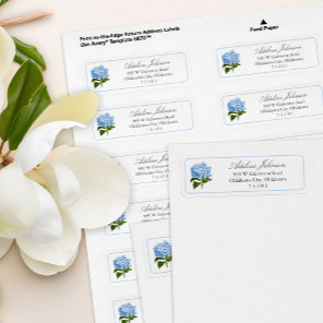 Blue Hydrangea Flower Custom Return Address Label