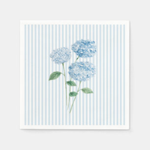 Blue Hydrangea Flower Custom Wedding Blue Stripe Napkins