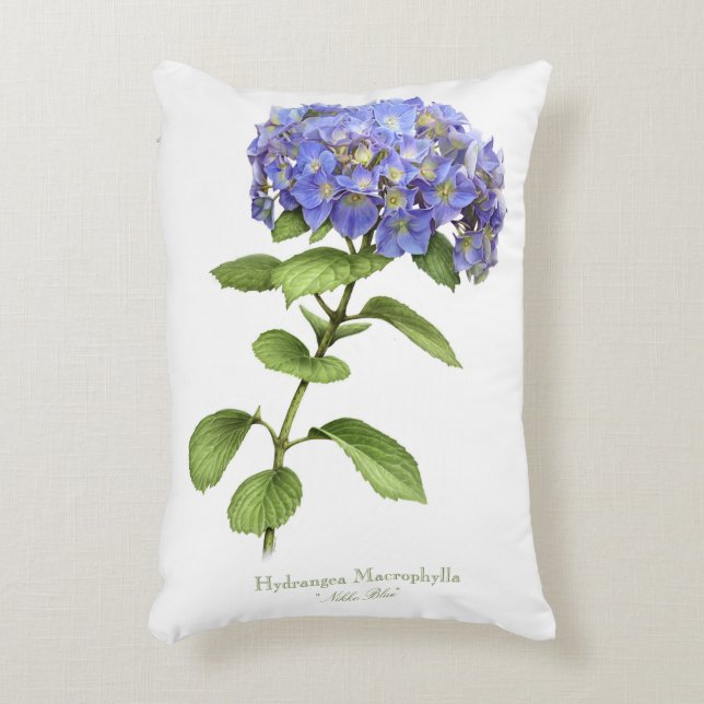 Blue Hydrangea Flower Decorative Pillow (Front(Vertical))