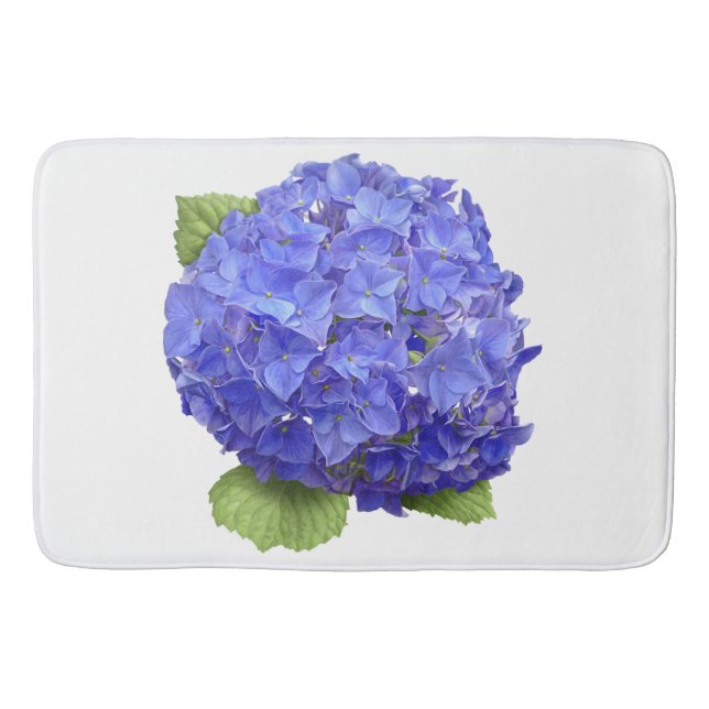 Blue Hydrangea Flower Design Bath Mat (Front)