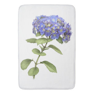 Blue Hydrangea Flower Design Bathroom Mat
