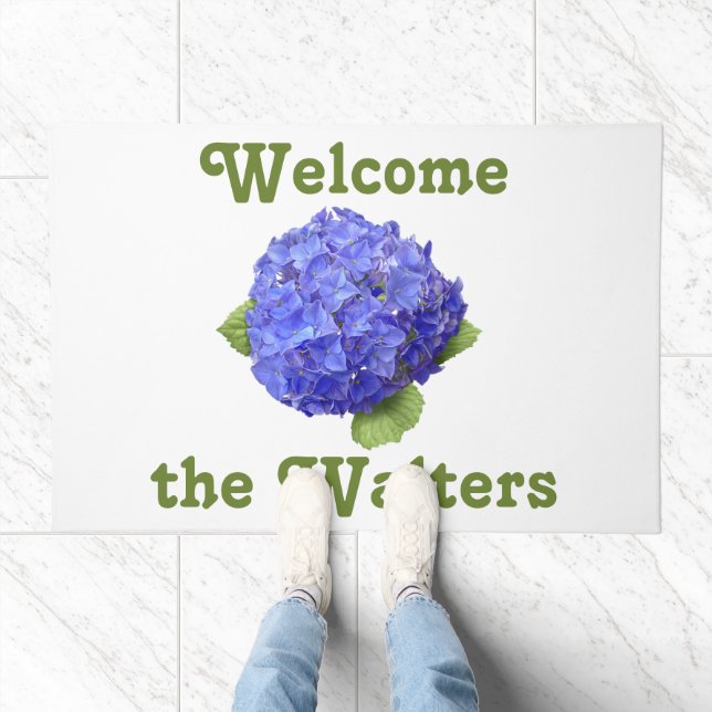 Blue Hydrangea Flower Doormat (Indoor)