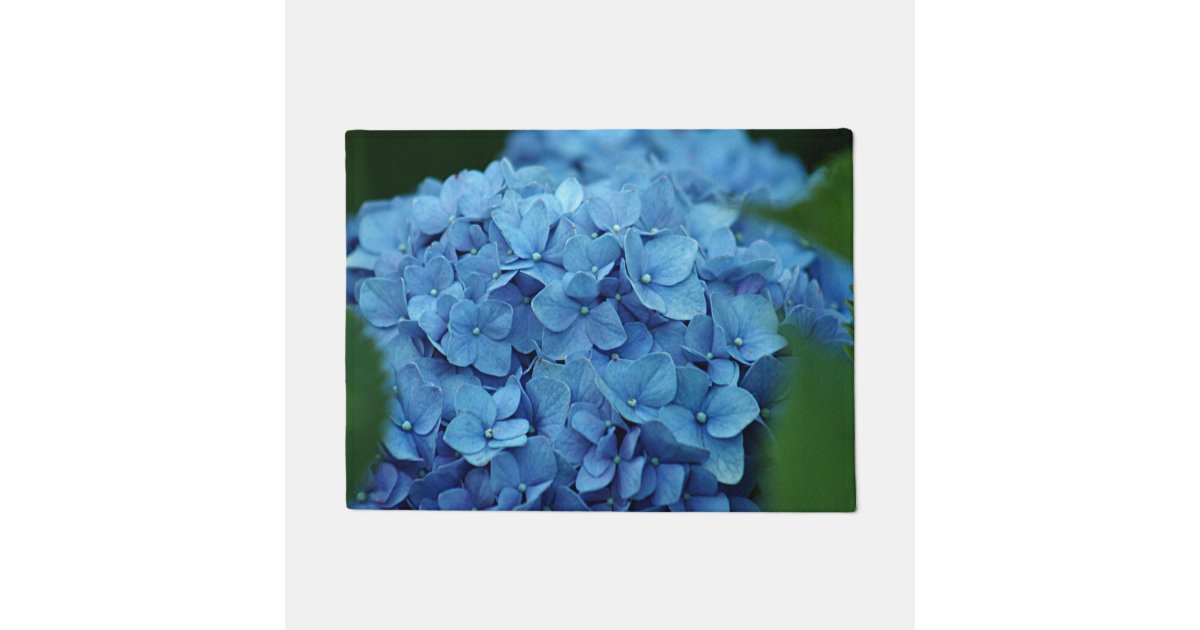 Blue hydrangea flower doormat Zazzle