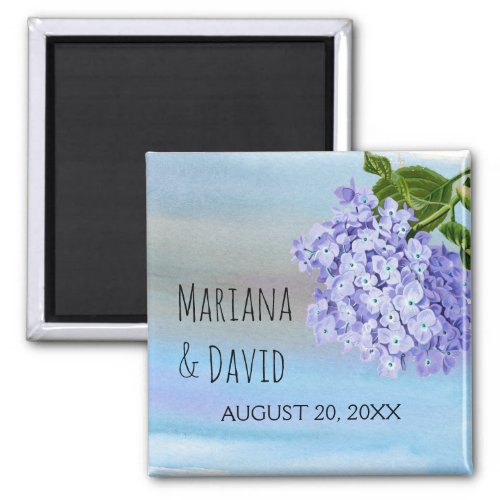 Blue hydrangea flower floral wedding Save the Date Magnet