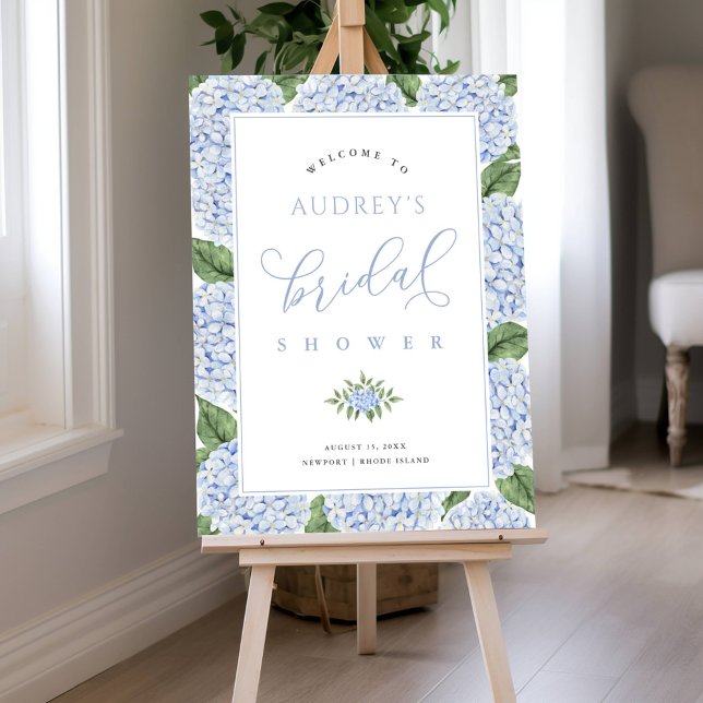 Blue Hydrangea Flower Frame Border Bridal Shower Foam Board (Creator Uploaded)