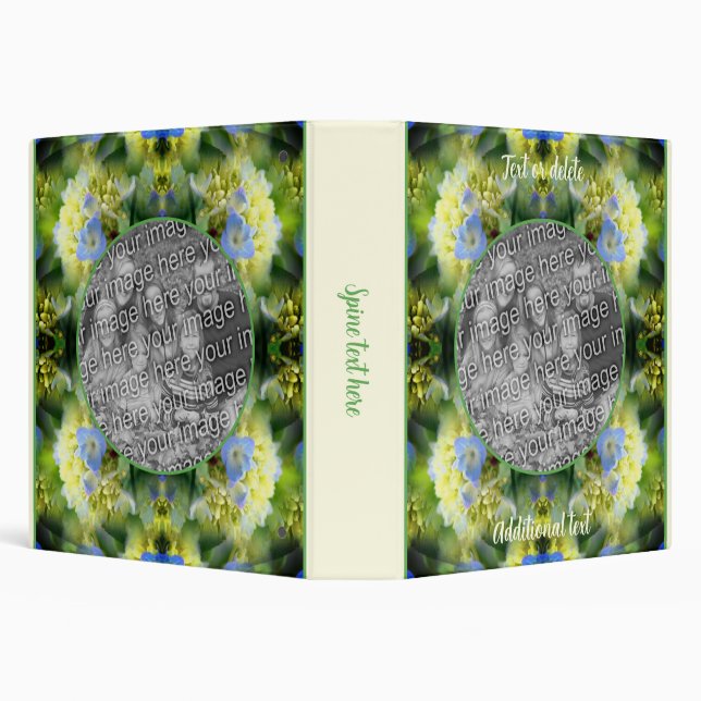 Blue Hydrangea Flower Frame Create Your Own Photo 3 Ring Binder (Background)