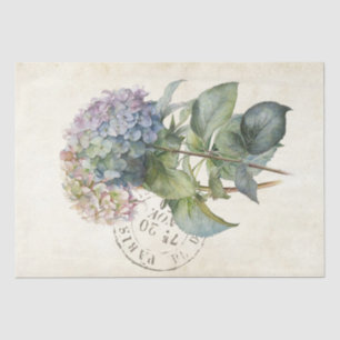 Blue Hydrangea Flower French Postmark Decoupage Tissue Paper