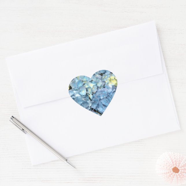 Blue Hydrangea Flower Heart Sticker (Envelope)