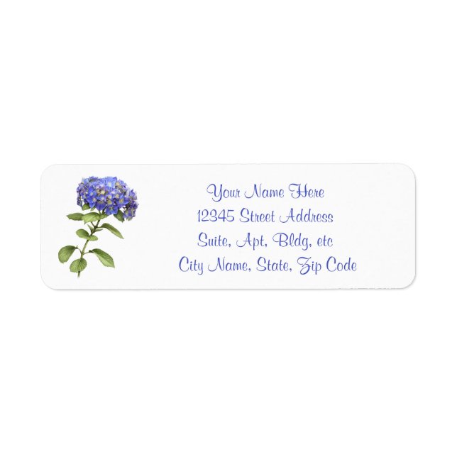 Blue Hydrangea Flower Label (Front)