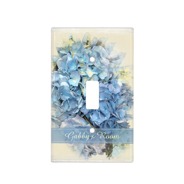 Blue Hydrangea Flower Light Switch Cover (Front)
