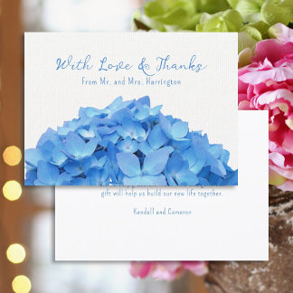 Blue Hydrangea Flower Love n Thanks Message Card